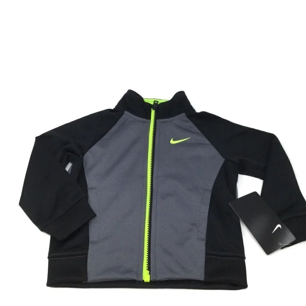 #019‎ Nike boy Raglan color block neon zip front jacket